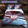 West Ham United Football 3 Piece Bedding Set Soft Duvet Cover Set with Pillowcases Printed Bedroom Decor Set for Home