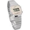 Женские цифровые часы Casio LA670WEA-8A Серебристые Светло-бежевые Ремешок из нержавеющей стали