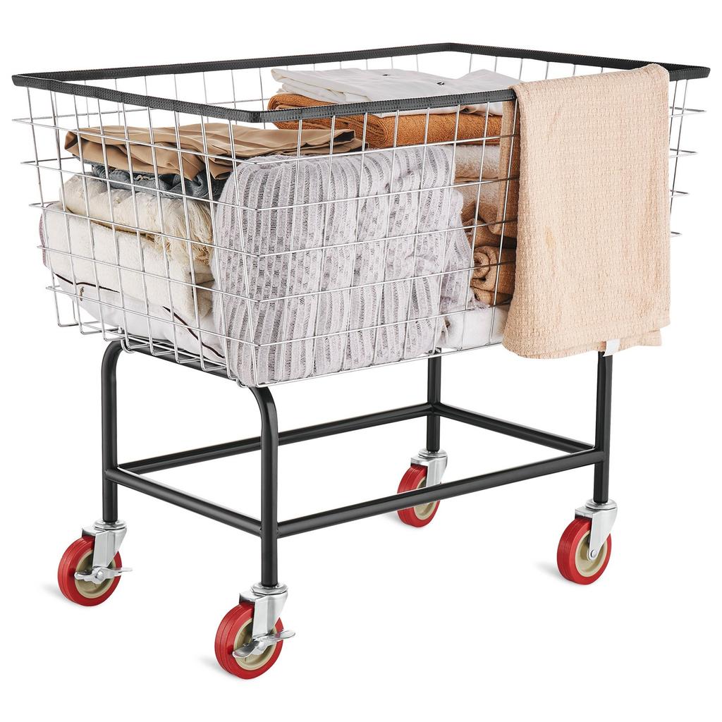 VEVOR Wire Laundry Cart, 4.5 Bushel Wire Laundry Basket with Wheels