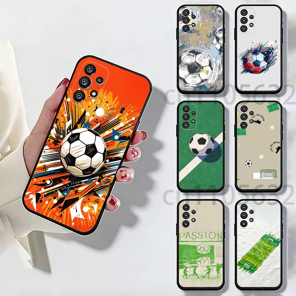 Чехол для телефона Fire Football Soccer ball для Samsung Galaxy A13, 21s, 22, 31, 32, 52, 53, 71, 80, A91, Мягкий черный корпус