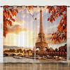 3D Print Modern City Lovers Paris Eiffel Tower Maple Leaf 2 Pieces Curtain for Living Room Bedroom Kitchen Office Decor 2024