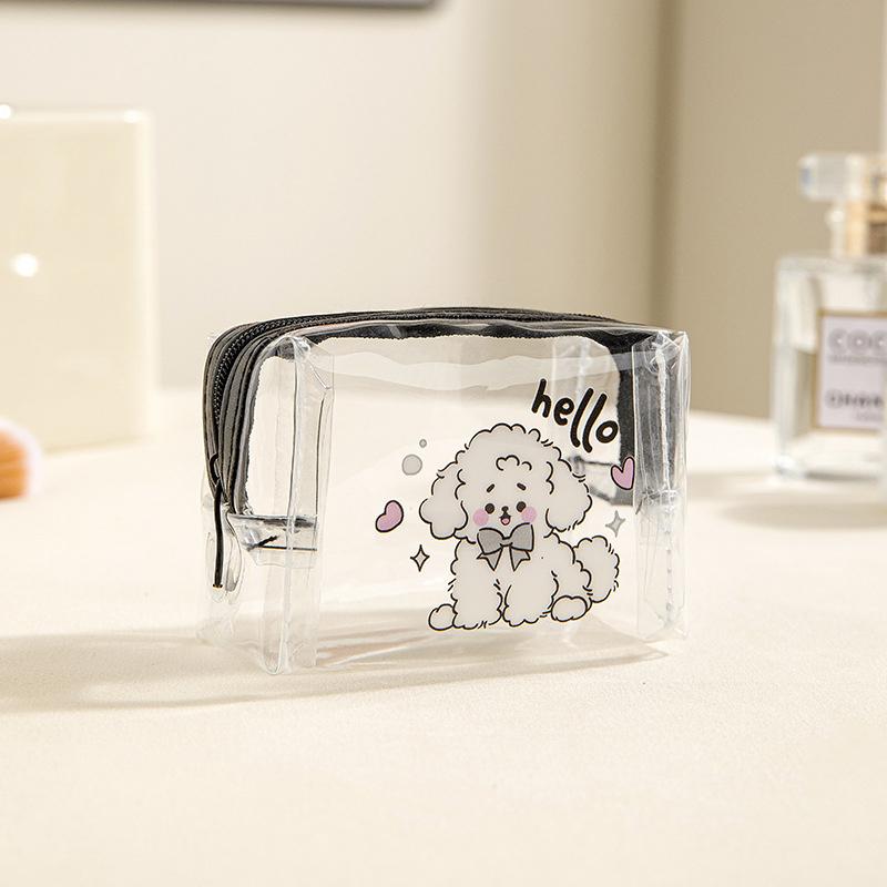 Мини-прозрачный кошелек для монет из ПВХ, водонепроницаемая сумка для наушников, мультяшная сумка для помады с животными, портативный чехол для ключей