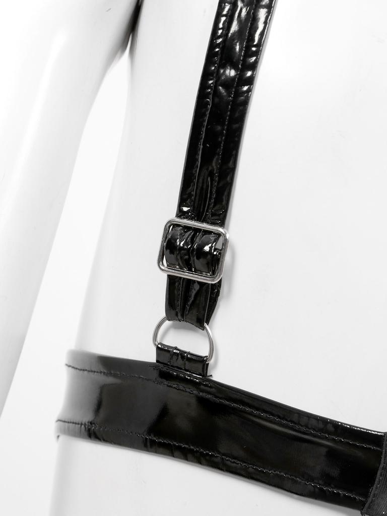 Женский бюстгальтер без чашек, кожаный бюстгальтер с мокрым эффектом, ажурное нижнее белье, укороченный топ на бретелях