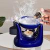 Ceramic Hand Type Aroma Diffuser Oil Burner with Rose Oil 10ml (Blue)