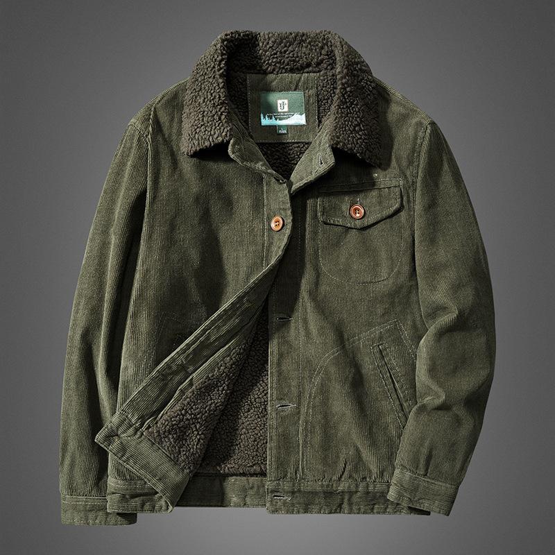 New Winter Men's Lamb Wool Coat Workwear Cotton Jacket for Young and Middle-aged People Large Size Hooded Plus Velvet Thickened Cotton Jacket