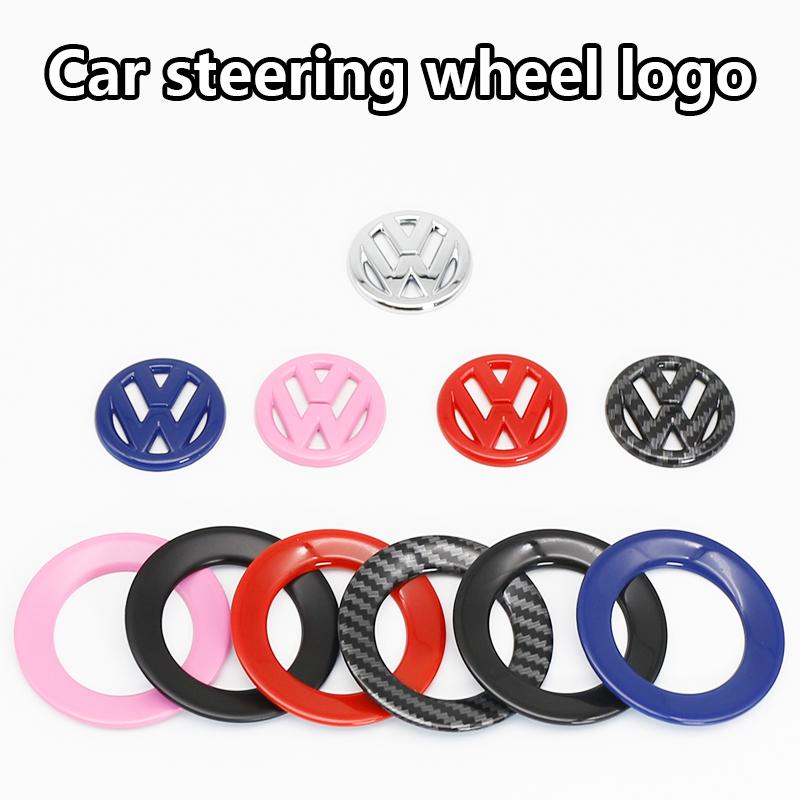 ABS Carbon Fiber Pattern Car Logo Steering Wheel Decoration Sticker Accessories For VW R Gti Line Passat Golf 5 6 Polo Scirocco zw0