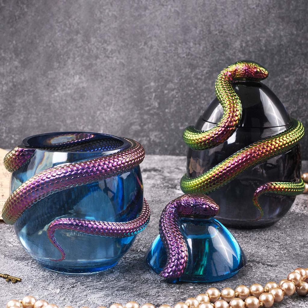 Fun Snake Egg Candle Jar Silicone Molds DIY 3D Easter Egg Shape with Lid Set Making Resin Mould Plaster Craft Party Ornaments