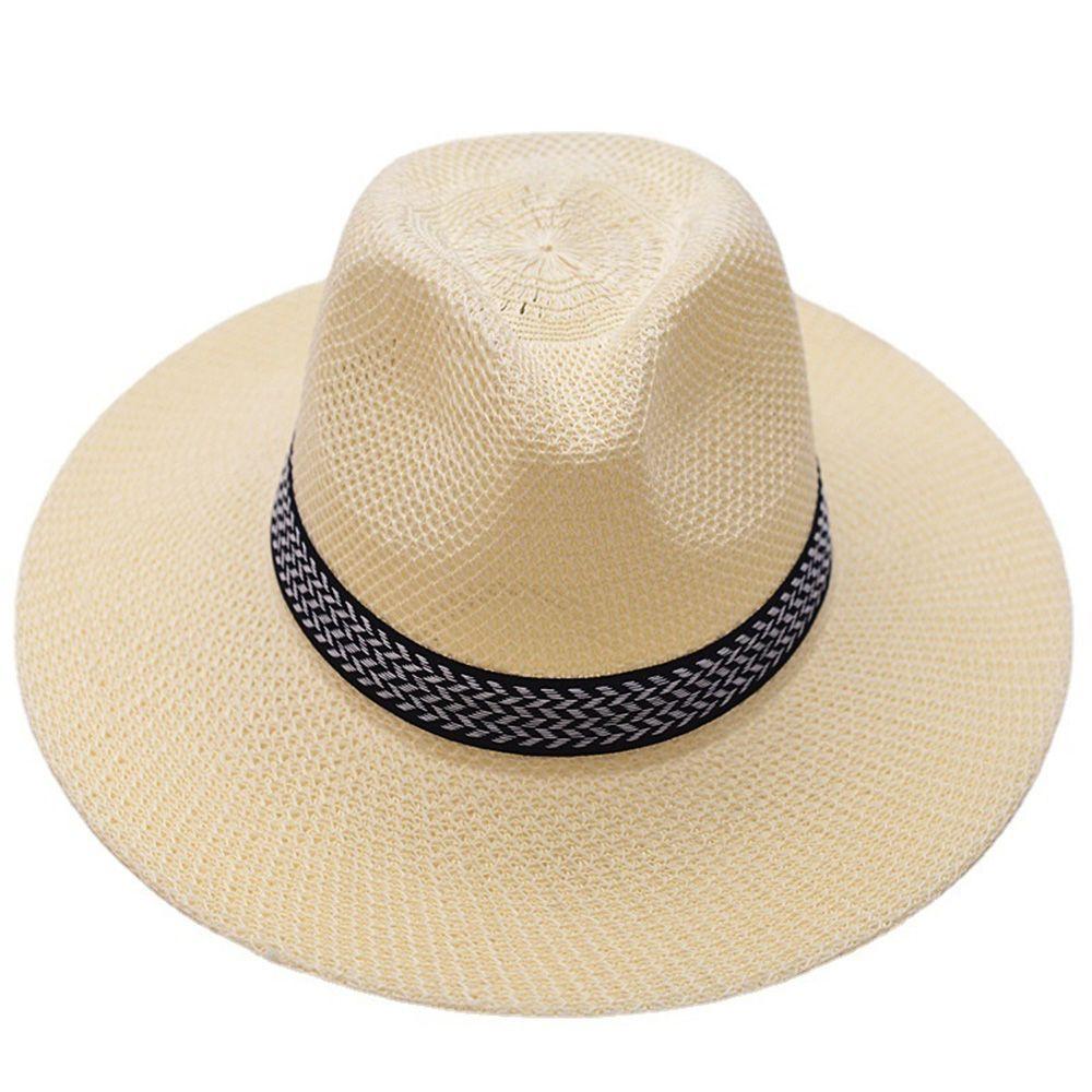 Beach Travel Male Dad Bowler Hat Middle-aged Men Straw Hat Old Man Sun Hat Solid Color Panama Hat