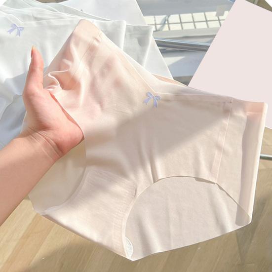 Ультратонкие бесшовные трусики из ледяного шелка для женщин со средней посадкой, мягкое эластичное нижнее белье
