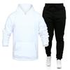 2024 Autumn Winter Tracksuit Men Solid Hooded Sweatshirt 2 Piece Sets Mens Outfits Suit Men Fleece Sport Hoodie Sweatpants Two Piece Sets