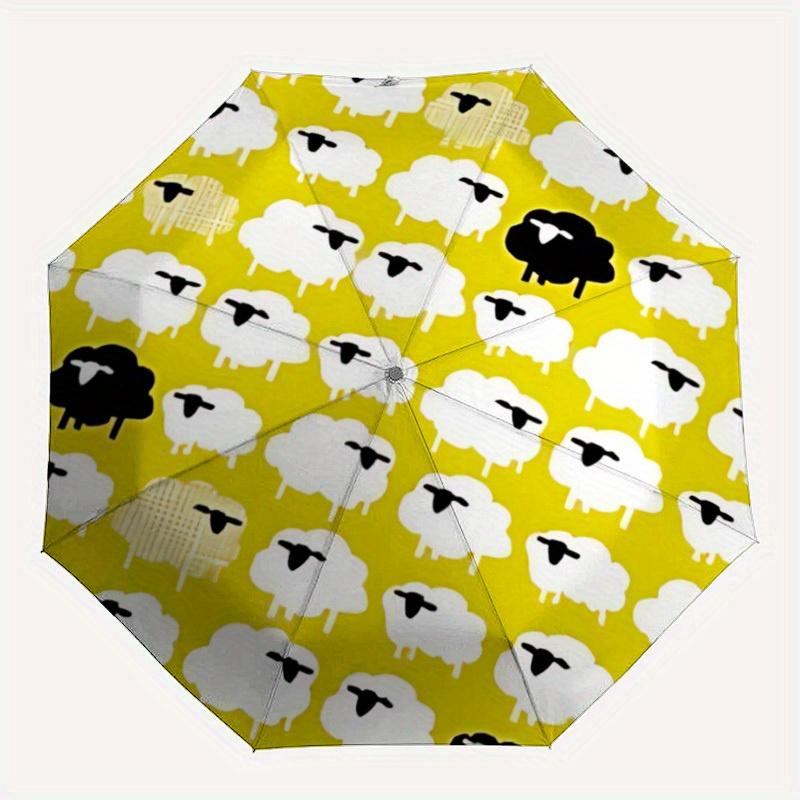 1pc Sheep Print Automatic Open/Close Umbrella, Ideal Fan Gift for Birthday, Christmas, Trendy Fashion yy250828058