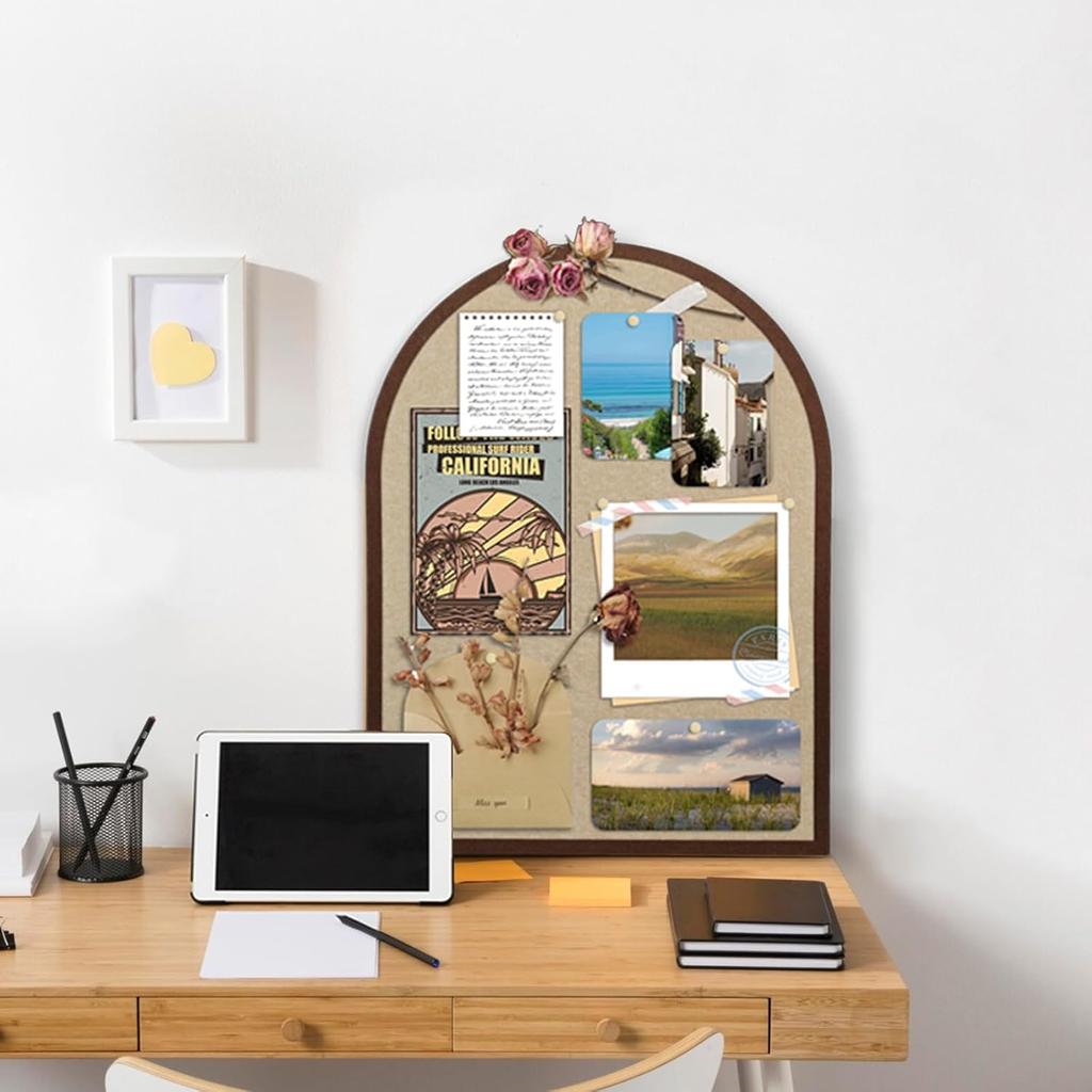 Large Cork Board Alternative, 23.6" x 31.5" Arch Felt Bulletin Board with 20 Wooden Pushp & Safe Removable Adhesive Tabs, Display Board for School,