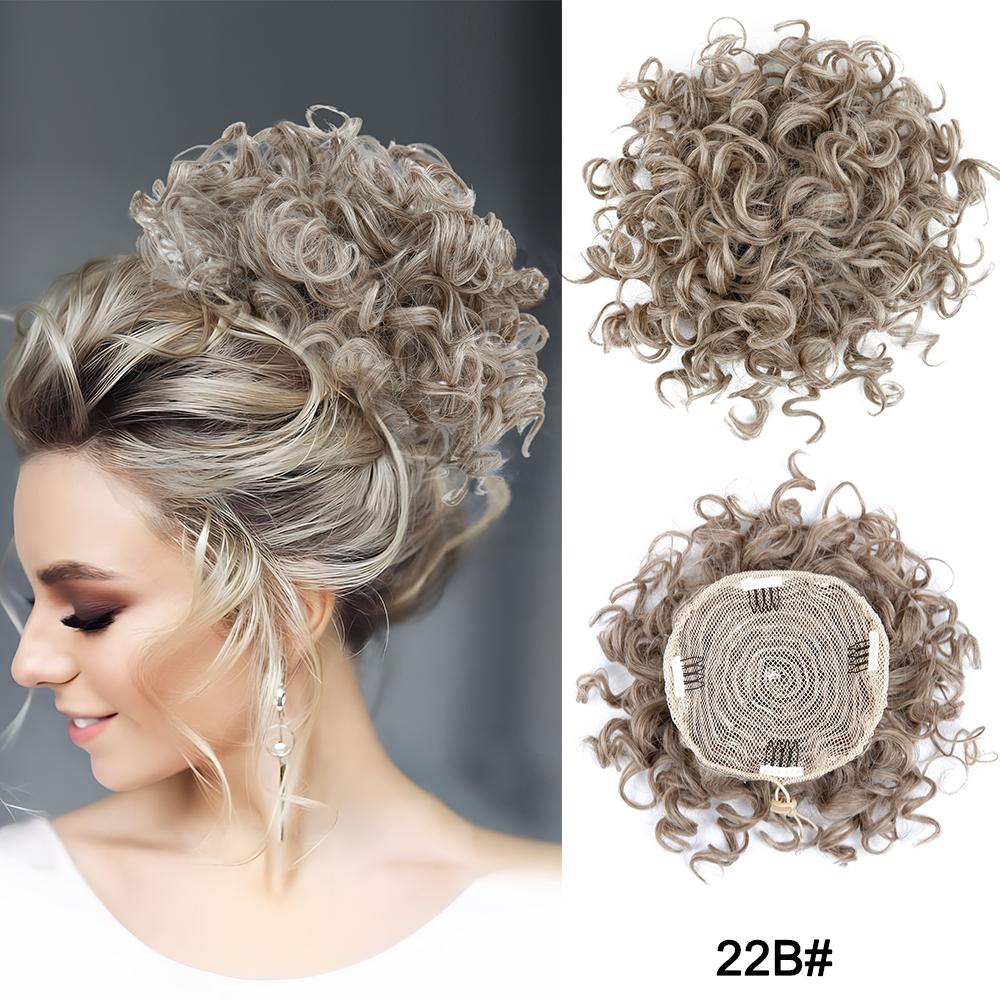 Большие вьющиеся булочки для волос, эластичный шнурок, вьющиеся грязные булочки для наращивания волос, короткие синтетические хвостики для наращивания для женщин