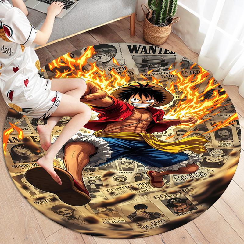 Ковер круглый с изображением Манки Д. Луффи из One Piece, ковер для гостиной, спальни, дивана, игровой комнаты, нескользящий коврик