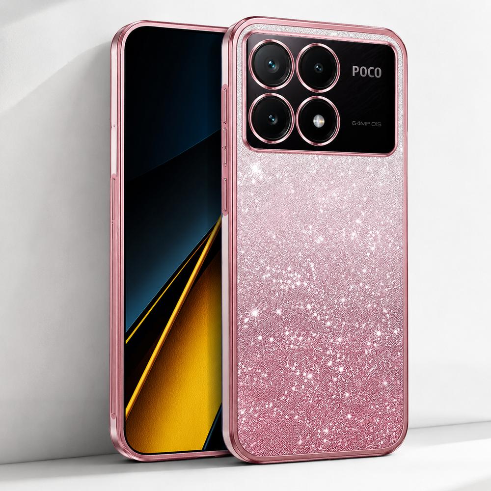 Case for Xiaomi Poco X6 Pro 5G, Glitter with Camera Protection, Pink