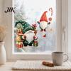 Removable Window Film Christmas Gnome Cling, Waterproof Snowflake Glass Decal, Faceless Ornaments Dwarf Static Sticker for Holiday Decoration Reusable
