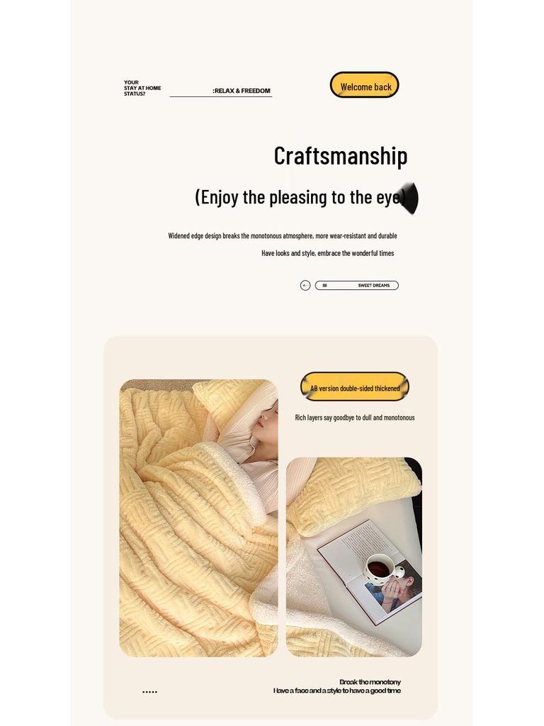 Tavalon Double-Layer Lamb's Wool Carved Blanket - Multifunctional Leisure Nap Cover