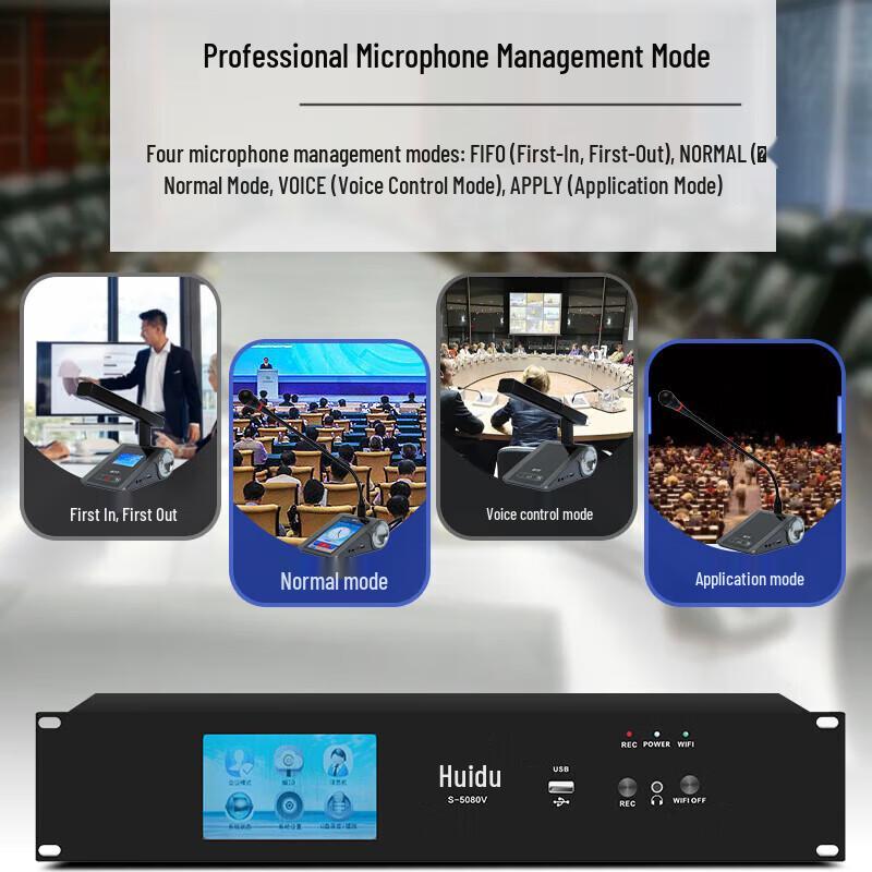 Huidu S-308/S-408 Series Professional 5G Wired/Wireless Conference System (CN version)