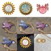 Niche Design Women Men Palace Sun Moon Dazzling Shiny Crystal Badge Brooch Earrings