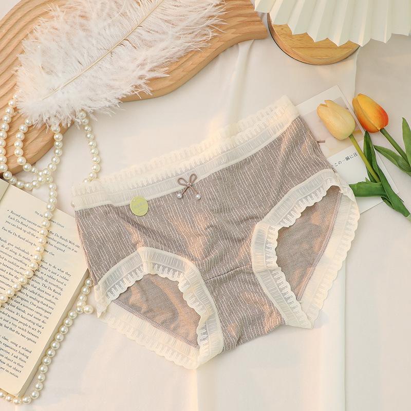 Sweet Women's Underwear Mid Waist Cotton Crotch Traceless Underwear Thin Lift Hip Breathable Sexy Girls' Triangle Pants