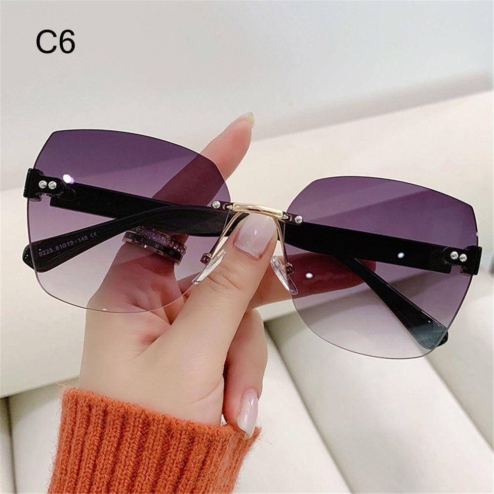 Ladies Eyeglasses Vintage Women Shades Frameless Sun Glasses Rimless Sunglasses Gradient Sunglasses