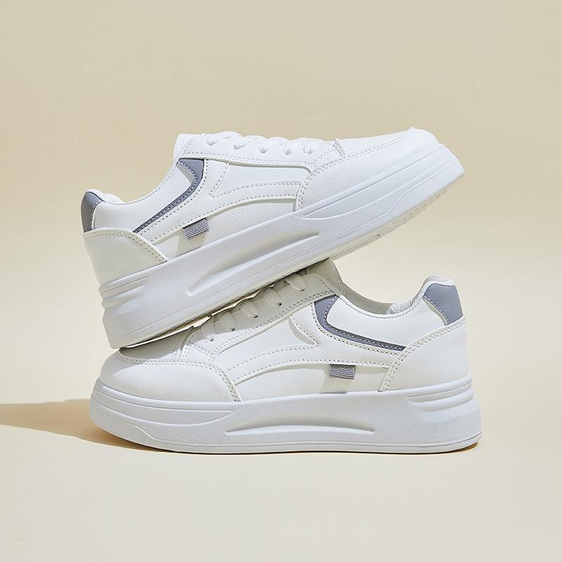 Chunky Platform Sneakers for Women Casual Non-Slip Walking Shoes Comfortable PU Leather Tennis Sneakers Women's Lace-Up Lightweight Athletic Shoes