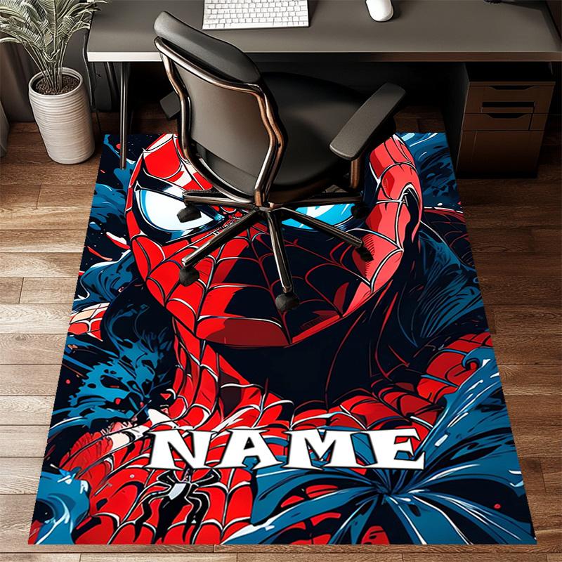 Custom Spider Man Mat Personalized Name, Polyester Washable Indoor Entryway Rug, Gift for Christmas, Easter, Thanksgiving Day