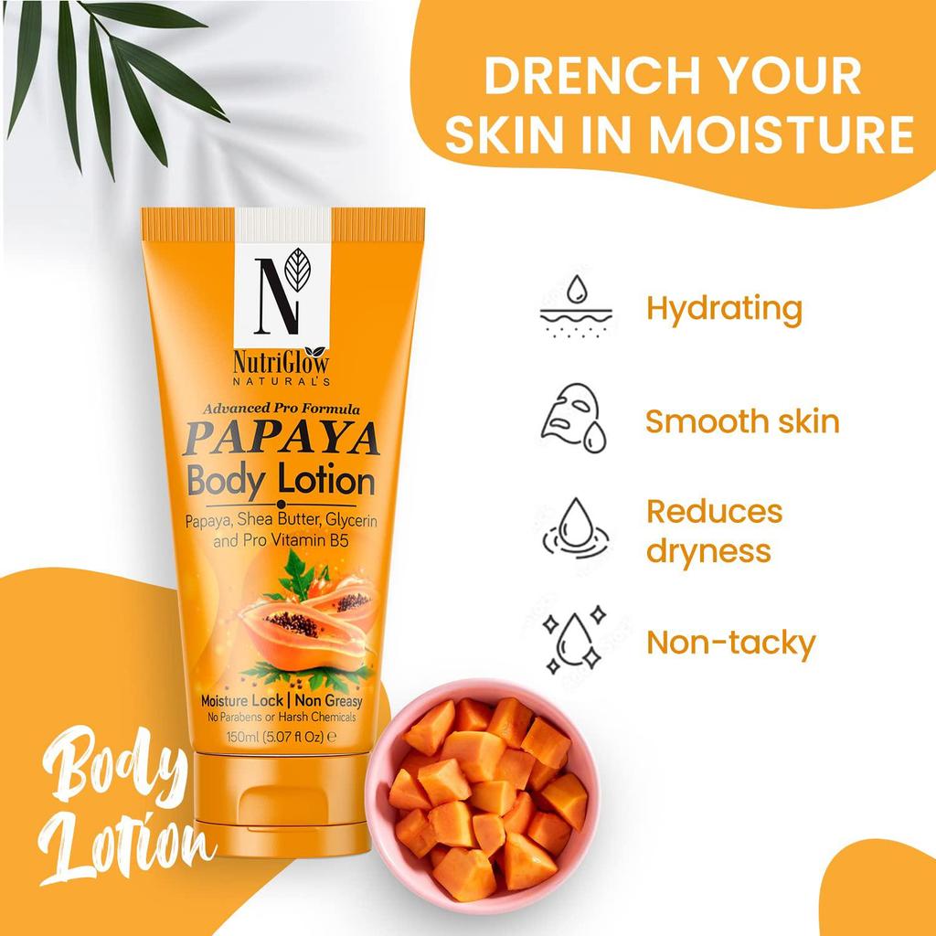 Увлажняющий лосьон для тела Advanced Pro Formula Papaya от NutriGlow Natural, 5,07 унции