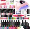 27 Colors Gel Polish Set, Nail Art Tools Kit with Builder Gel, Rhinestones, Stickers, Nail Tips, LED Lamp & Drill Machine