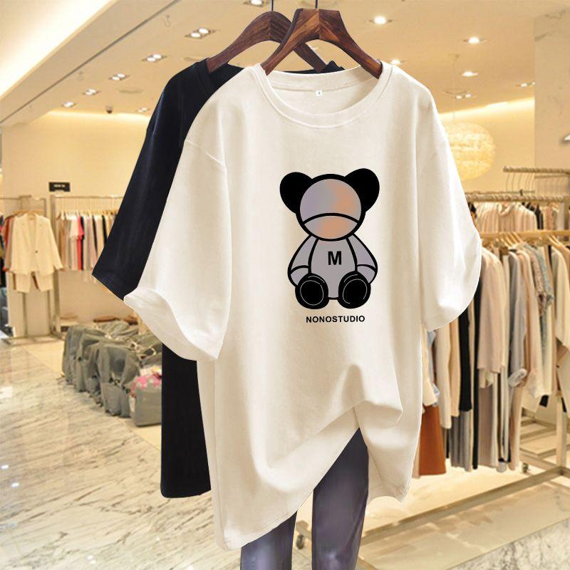 Summer Cartoon Printed O-neck Vintage Short Sleeve Top Tee Women Clothing 100% Cotton Loose High Street T-shirt