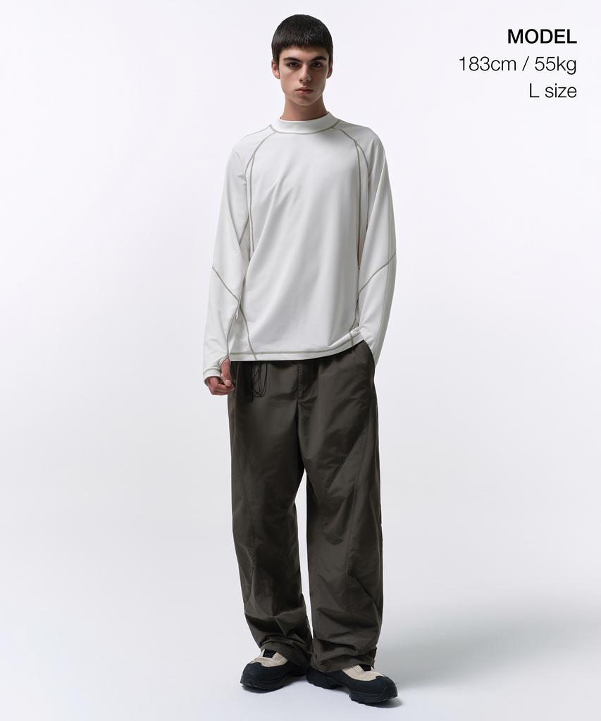MUSINSA STANDARD [City Leisure] Structured Mock Neck Long Sleeve T-Shirt [Stone White]