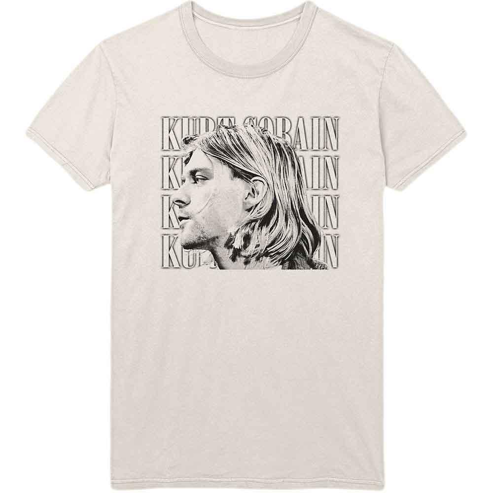 Kurt Cobain T Shirt Contrast Portrait Profile Logo Nirvana Official natural Size