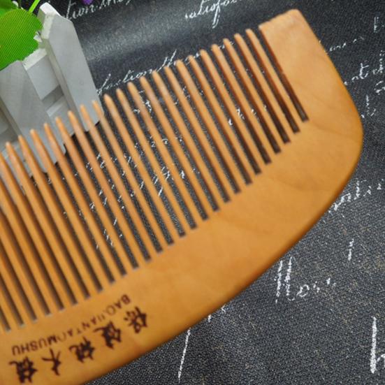 Hair Health Care Natural Peach Wood Teeth Anti-Static Comb Close Head Massage