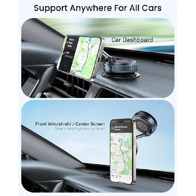 360° Adjustable Vacuum Suction Magnetic Bracket Car Phone Holder for Magsafe IPhone Samsung Foldable Magnet Mag Safe Stand Mount