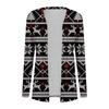 Women's Casual Floral Christmas Print Mid-length Cardigan Coat