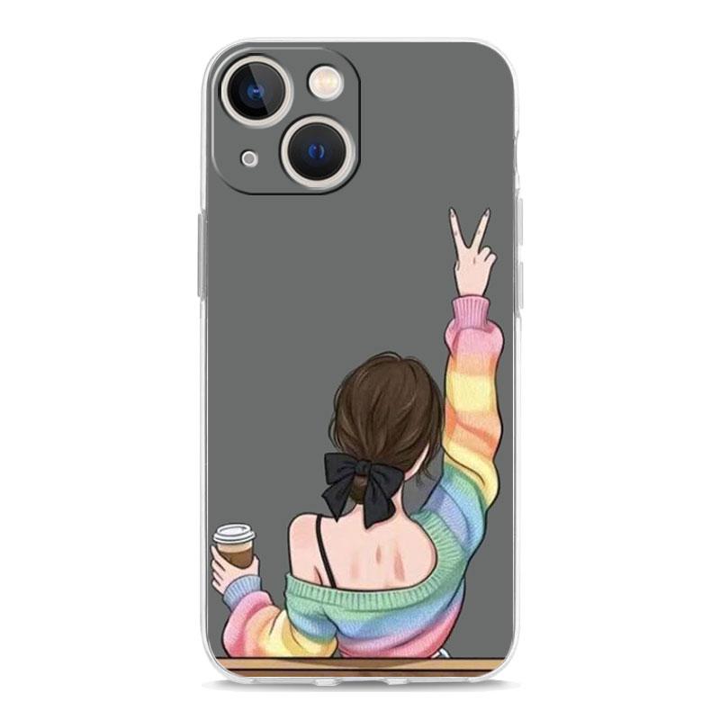 Чехол для телефона iPhone 16 Чехлы iPhone 15 12 13 14 16 Pro Max X XR XS Max 15 Plus 16Pro iPhone11 Чехол Девушка Босс Женщина Кофе