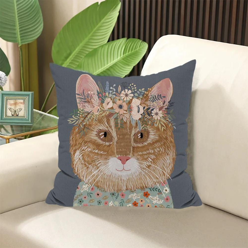 Подушка с животными и цветами  ×  Наволочки для набивных подушек Декоративные подушки для дивана Элегантные чехлы для комнаты Сон