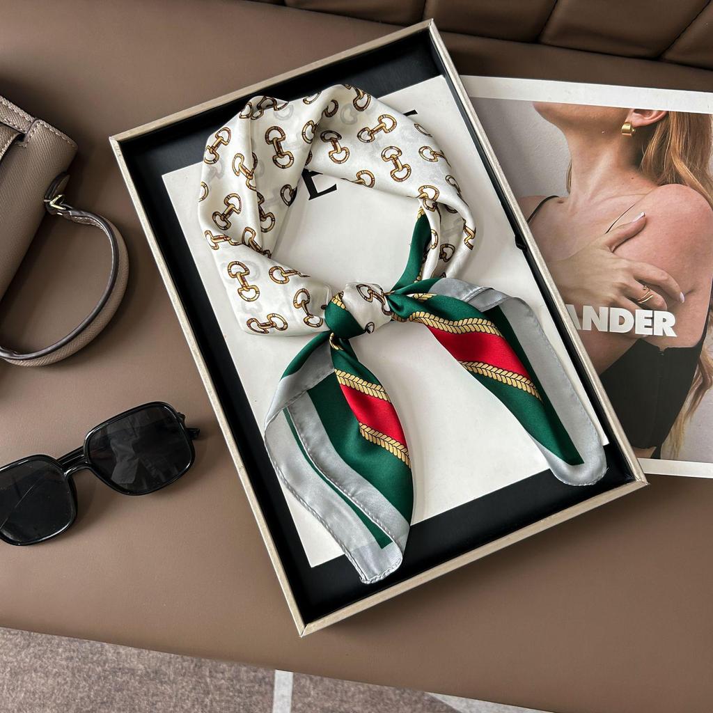 Шелковый шарф премиум-класса с принтом в корейском стиле - Универсальный модный аксессуар