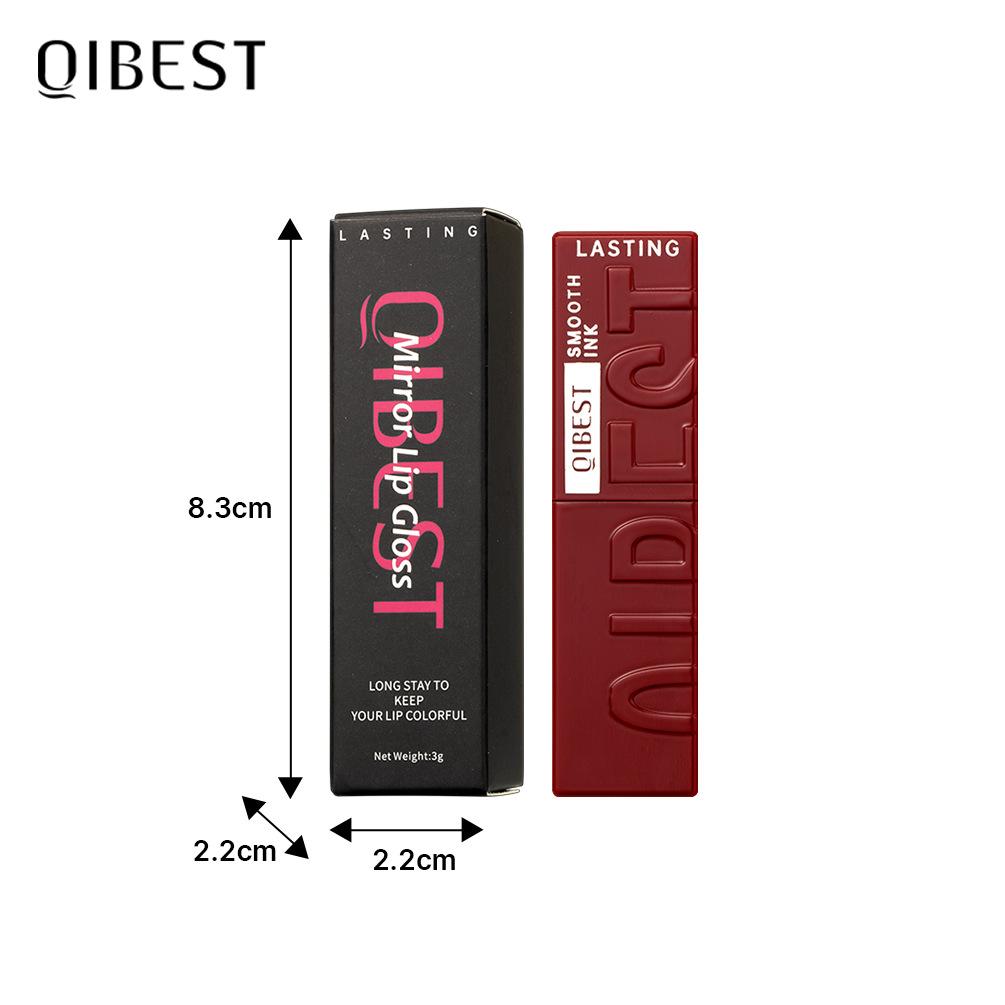 QIBEST Water Mirror Lip Glaze Non-stick Cup Lasting Moisturising Moisturising Lip Gloss Liquid Lipstick Beauty