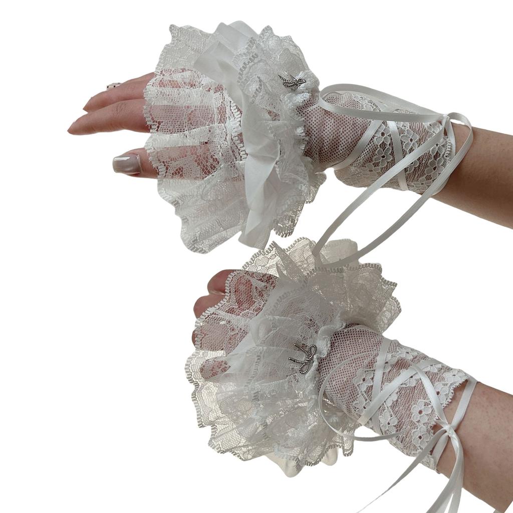Ложные рукава-ленты Съемный свитер в стиле балеткор Декоративные рукава Кружевной край Плиссированные кружевные манжеты