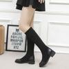 Fashion Middle Heel Footwear Winter Knee High Shaft Women's Boots Elastic Black Long Shoes For Woman Gyaru Cosplay With Stylish Pu