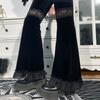 2021 Autumn Women Goth High Waist Hip Hop Flared Pants Female Sexy Lace Patchwork Harem Trousers Ladies Vintage Elegant Velvet Christmas Pants