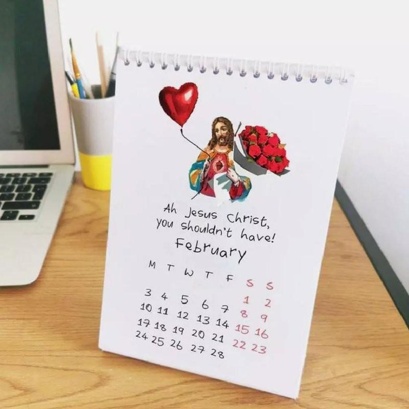 Pattern Christ Jesus 2025 Year Calendar Desktop Decoration Date Paper Display