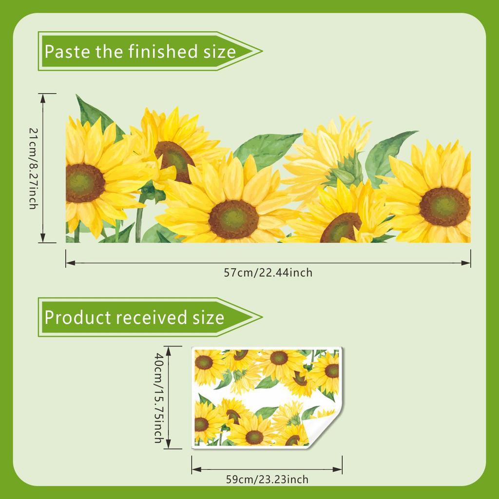 Sunflower Window Stickers for Living Room and Balcony Glass Decoration, Waterproof, Translucent and Beautifying