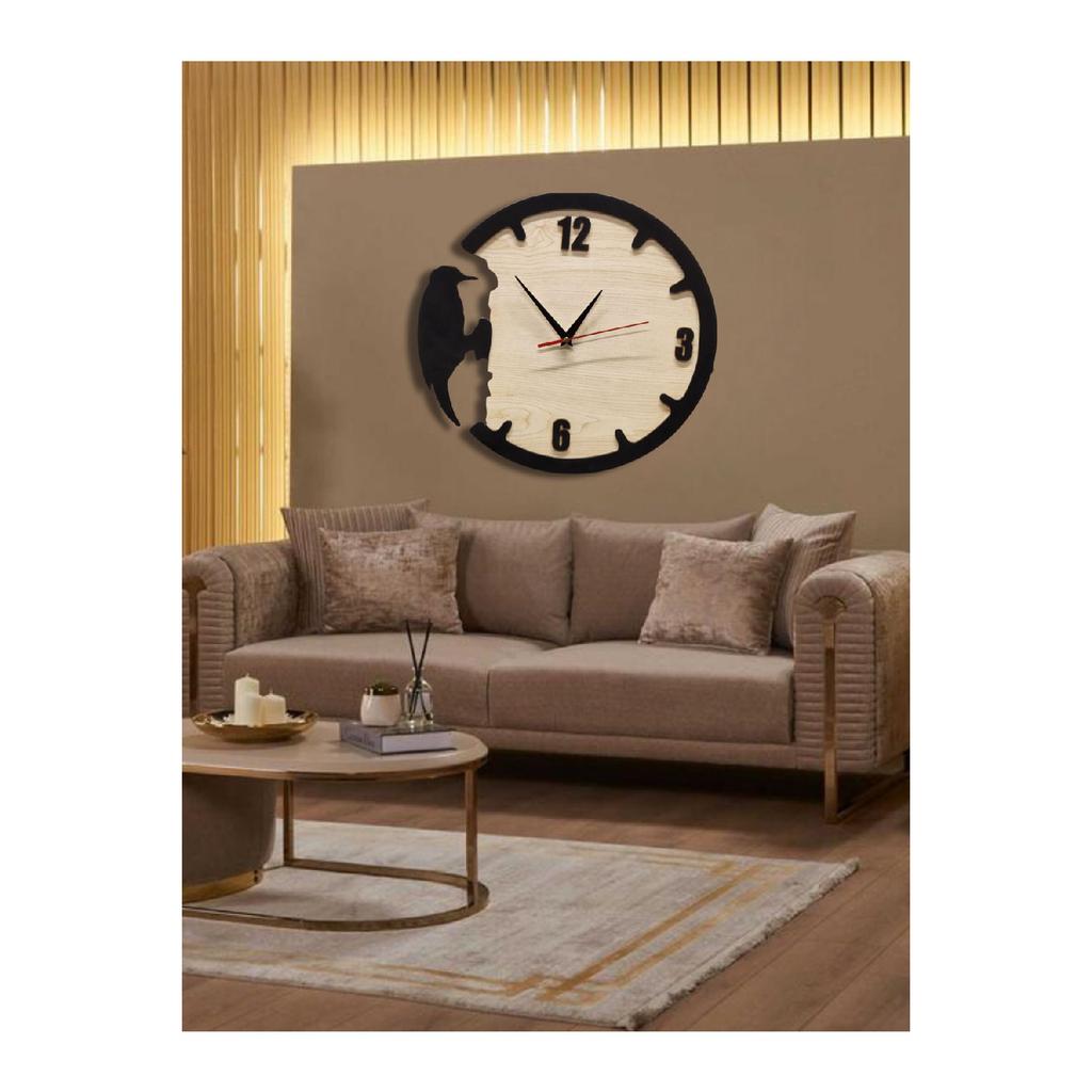 Wall Clock 3mm Mdf Special Design Wooden Crow Wall Clock