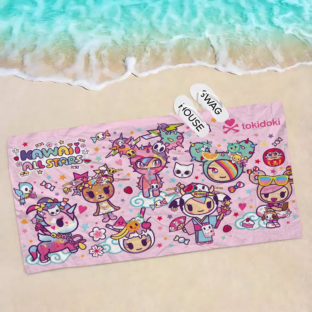 Япония Tokidoki Пляжное полотенце Цветные банные полотенца для девочки Микрофибра Быстросохнущие Индивидуальные Без песка Пляж Йога Спа Тренажерный зал Бассейн