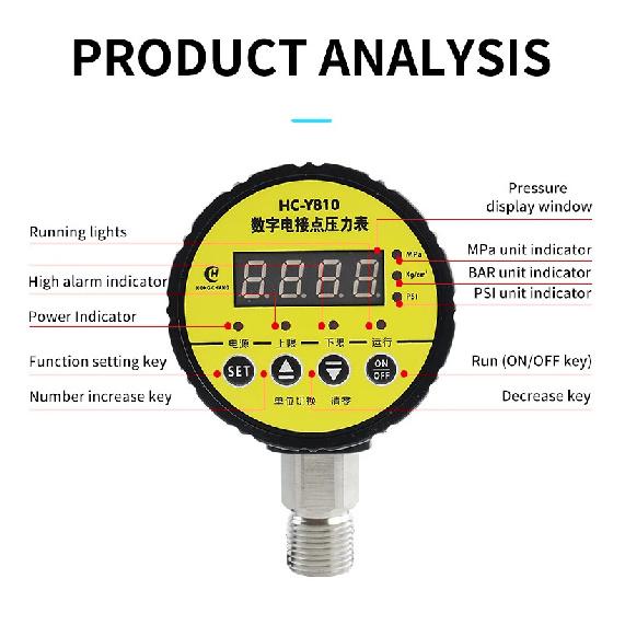 Digital Pressure Gauge Digital Intelligent Pressure Gauge Pump Negative Pressure Water Pressure Switch Controller AC220V 380V
