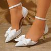 Fashion White Pointed Toe Boaknot Sandals Women 2025 Thin High Heels Mary Jane Shoes Woman Eelgant Ankle Buckle Wedding Party Shoes 42