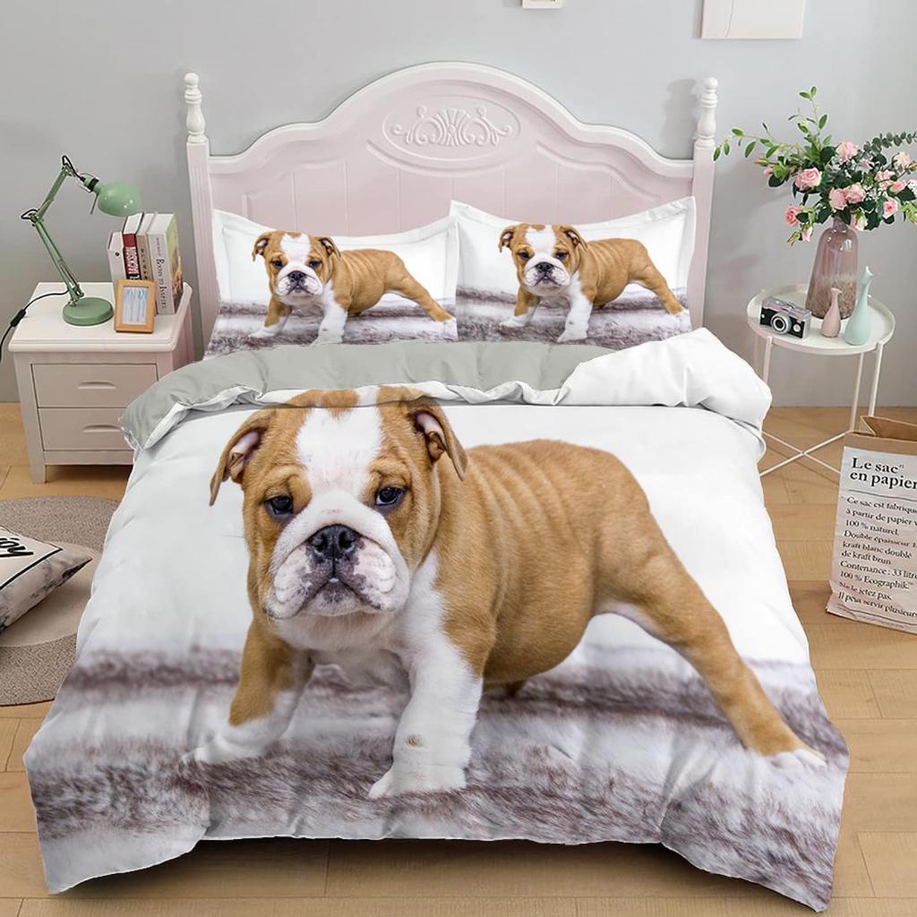 French Bulldog Duvet Cover Twin Queen Cute Puppy Dog Comforter Cover Cartoon Pet Animal Print Bedding Set For Boys Girls Bedroom