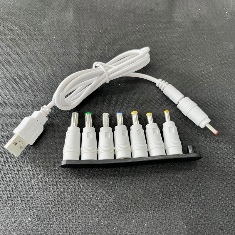 Usb To DC5V Power Cord Multifunctional with DC5.5x2.1 5.5x2.5 4.0x1.7 8pcs Plugs 8-In-1 USB toDC Charging Cable